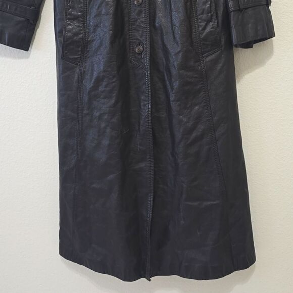 Vintage CR Mates by Domino Leather Trench Coat size 13/14 - Picture 2 of 15